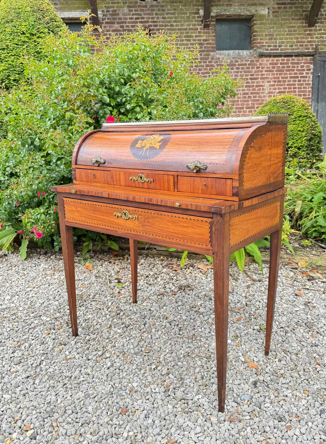 Vassou Jean Baptiste Cylinder Desk In Marquetry Louis XVI Period XVIII Eme Century