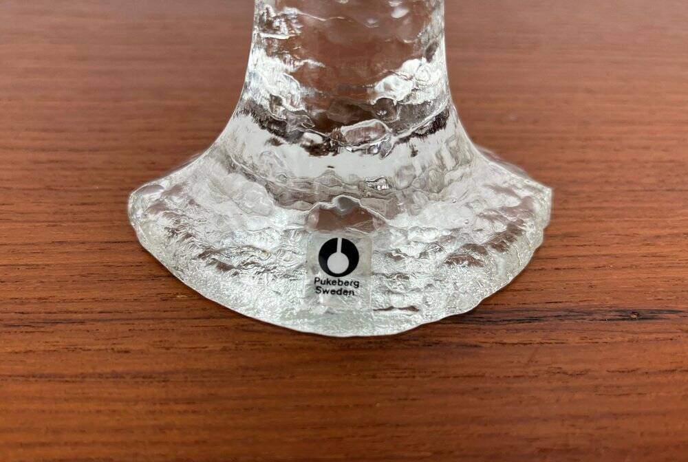 Vintage Swedish glass candlestick from Pukeberg, 1970s