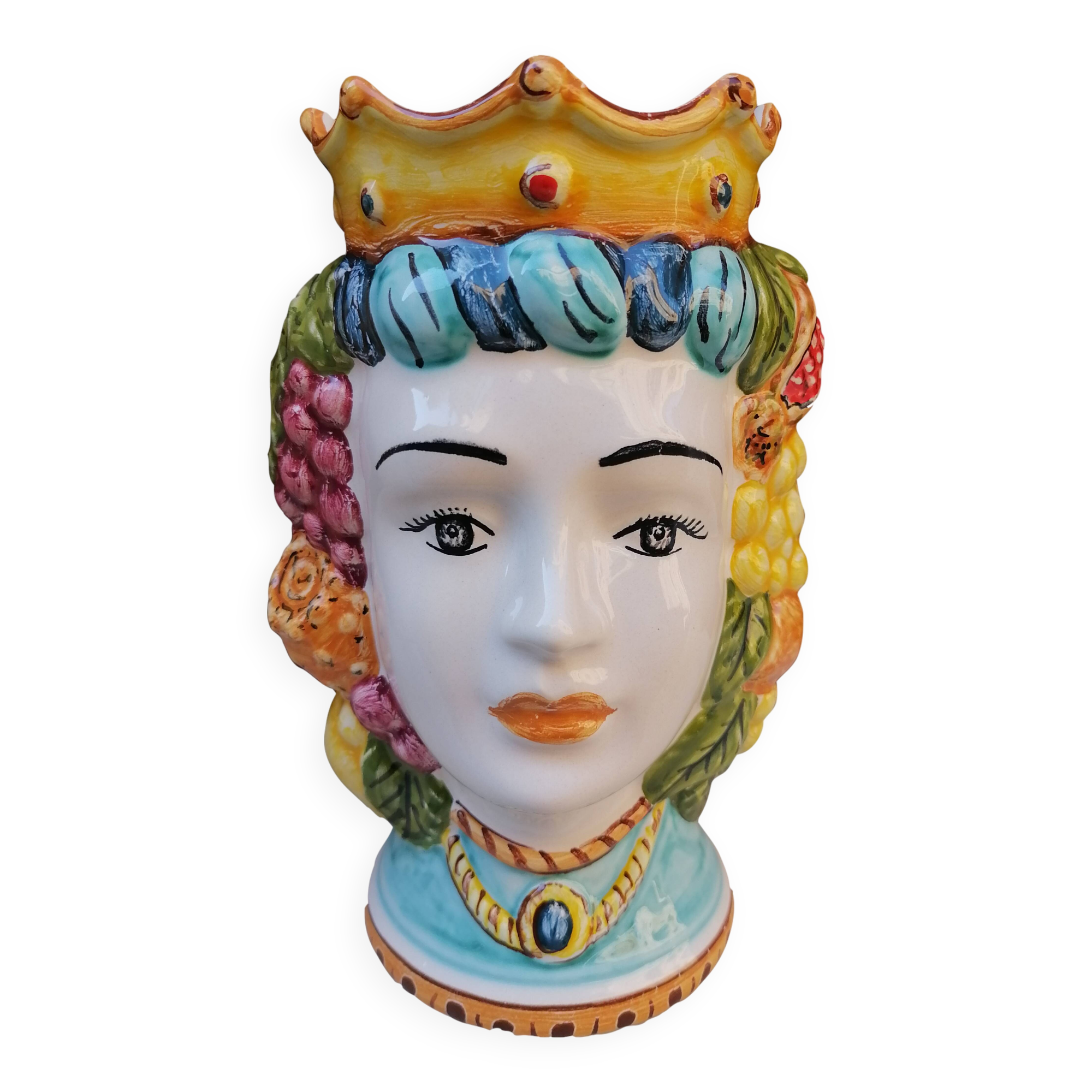 teste di moro siciliane in ceramica doppia faccia (uomo /donna)