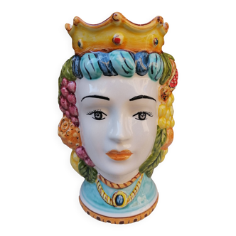 teste di moro siciliane in ceramica doppia faccia (uomo /donna)