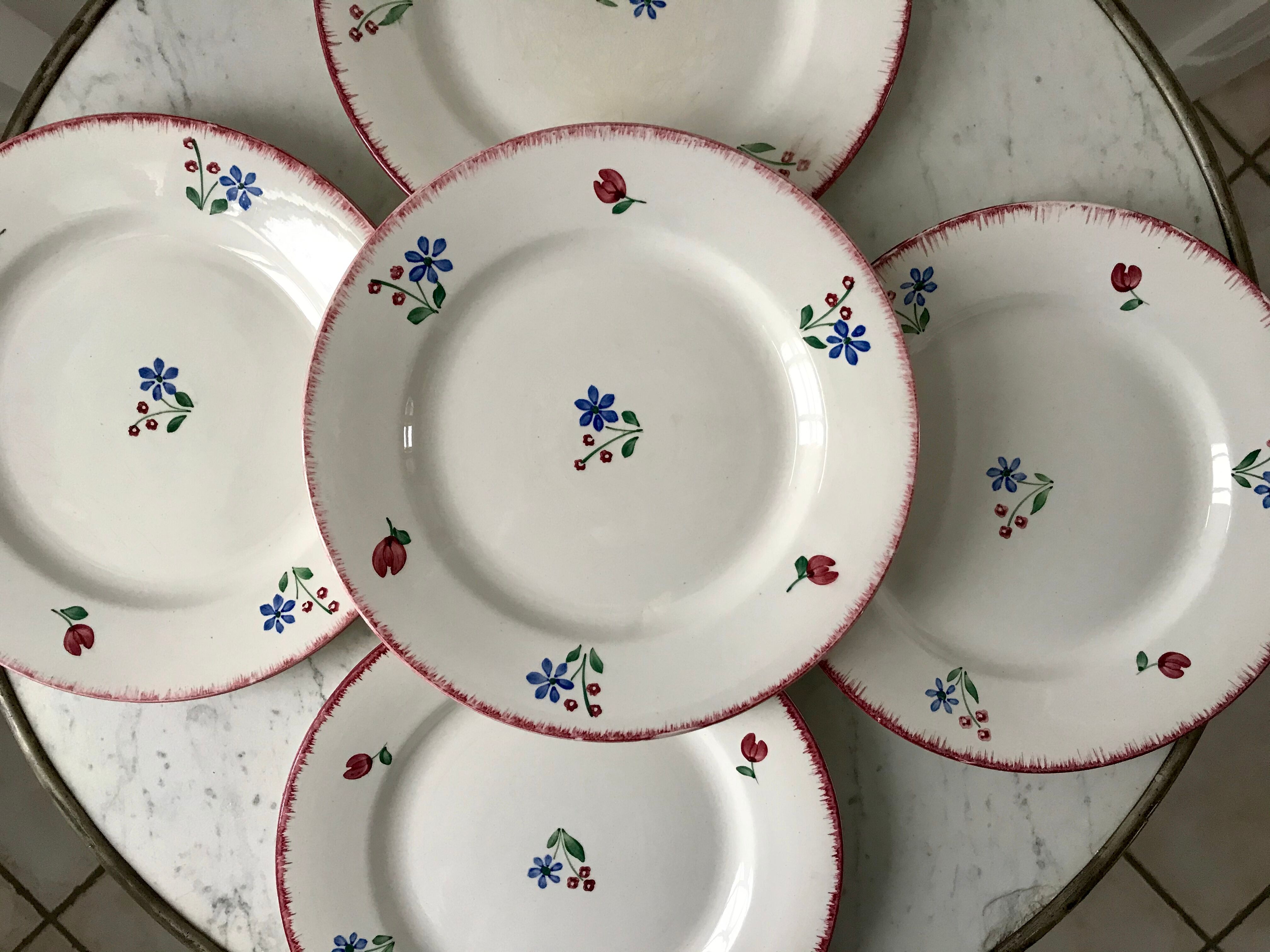 Set of 5 flat plates badonviller model "dany" years 30-40