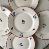 Set of 5 flat plates badonviller model "dany" years 30-40