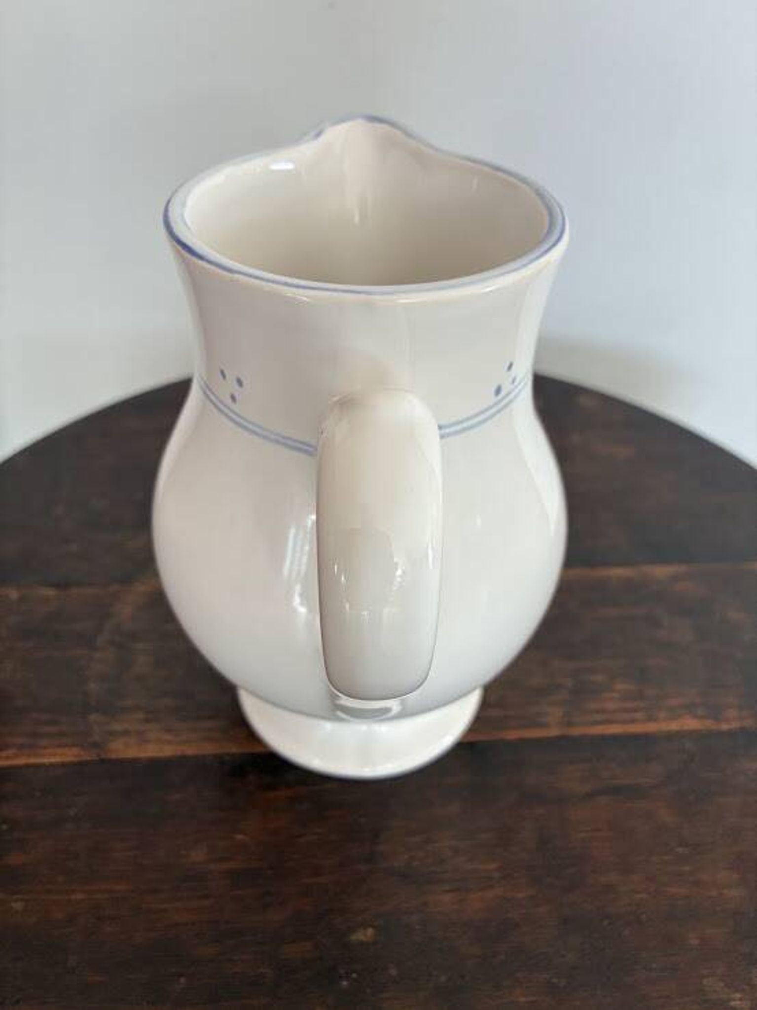 White pitcher with blue trim - Niderviller France