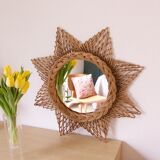 Vintage mirror rattan sun