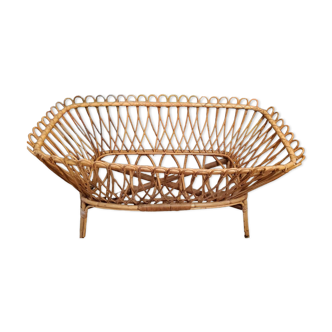 Rattan wicker bamboo baby bed