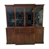 Library, glass-fronted mahogany cabinet