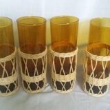 Amber glass and wicker glasses