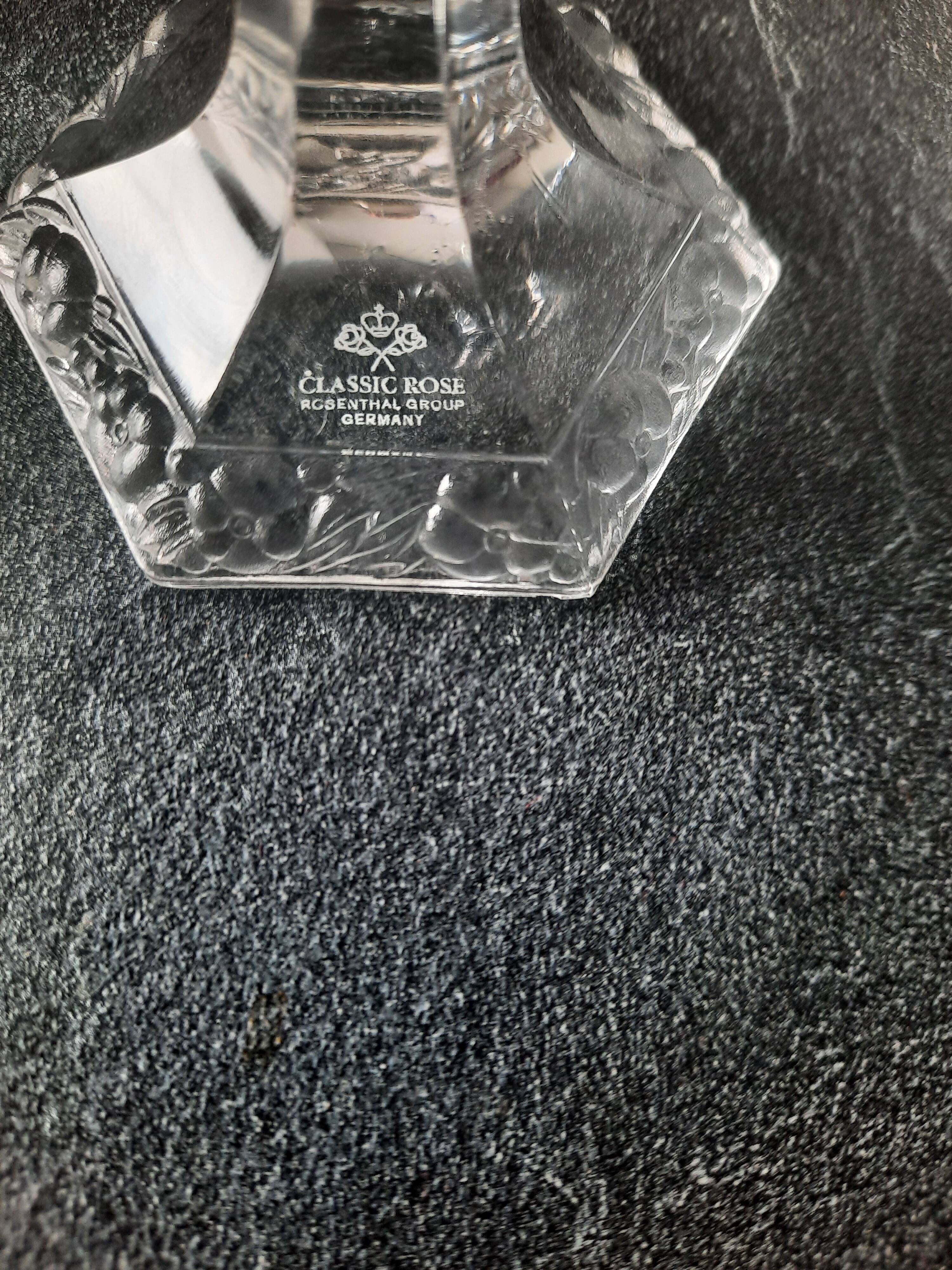 Pair of glass roshental candle holders