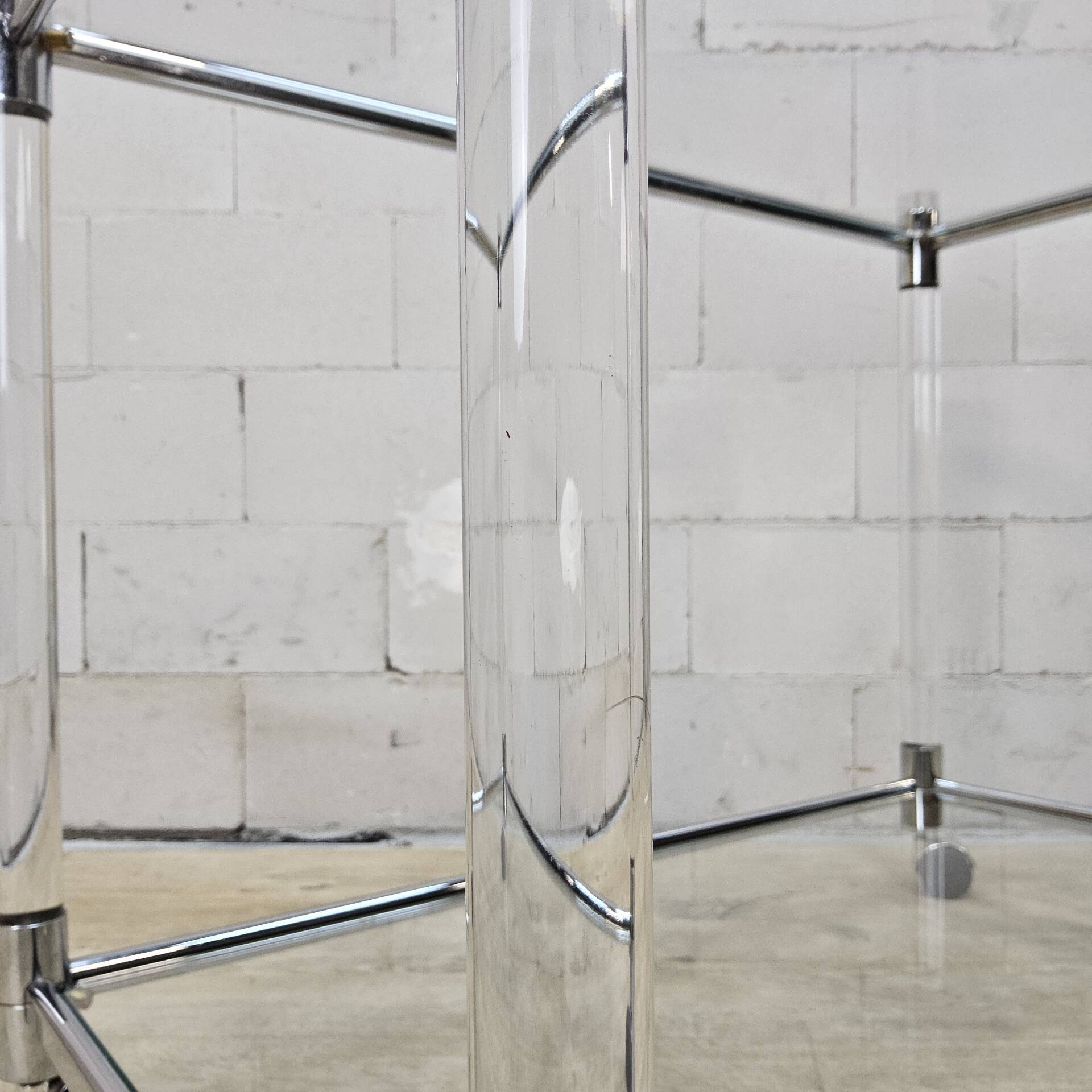 Vintage glass and chrome drinks trolley / tea trolley / side table