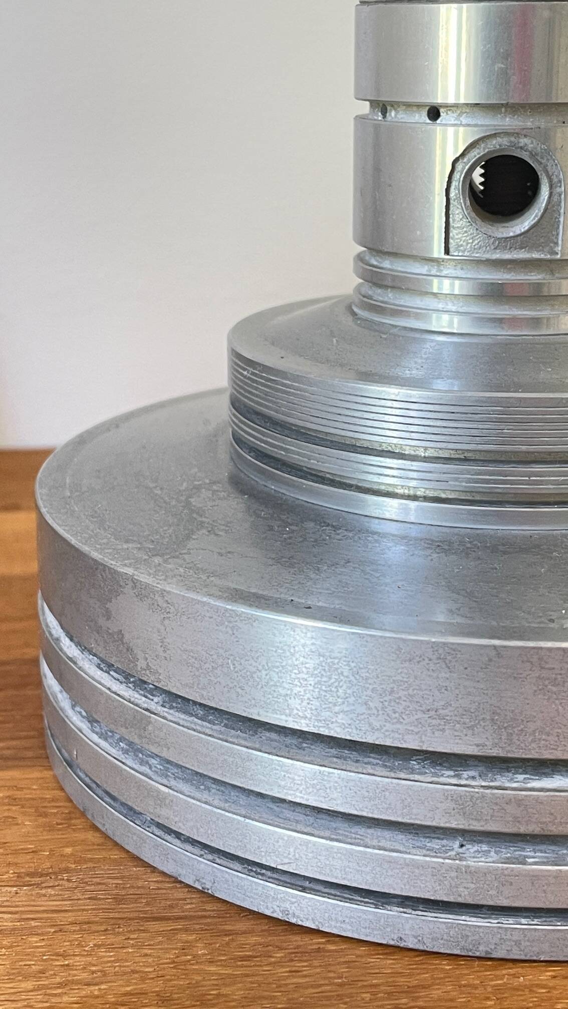 Industrial lamp polished metal and fabric kaki vintage