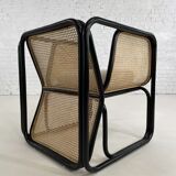 Cubic armchair in black rattan and canework
