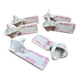 Set of 6 vintage porcelain knife rests with name markers, basket shape.