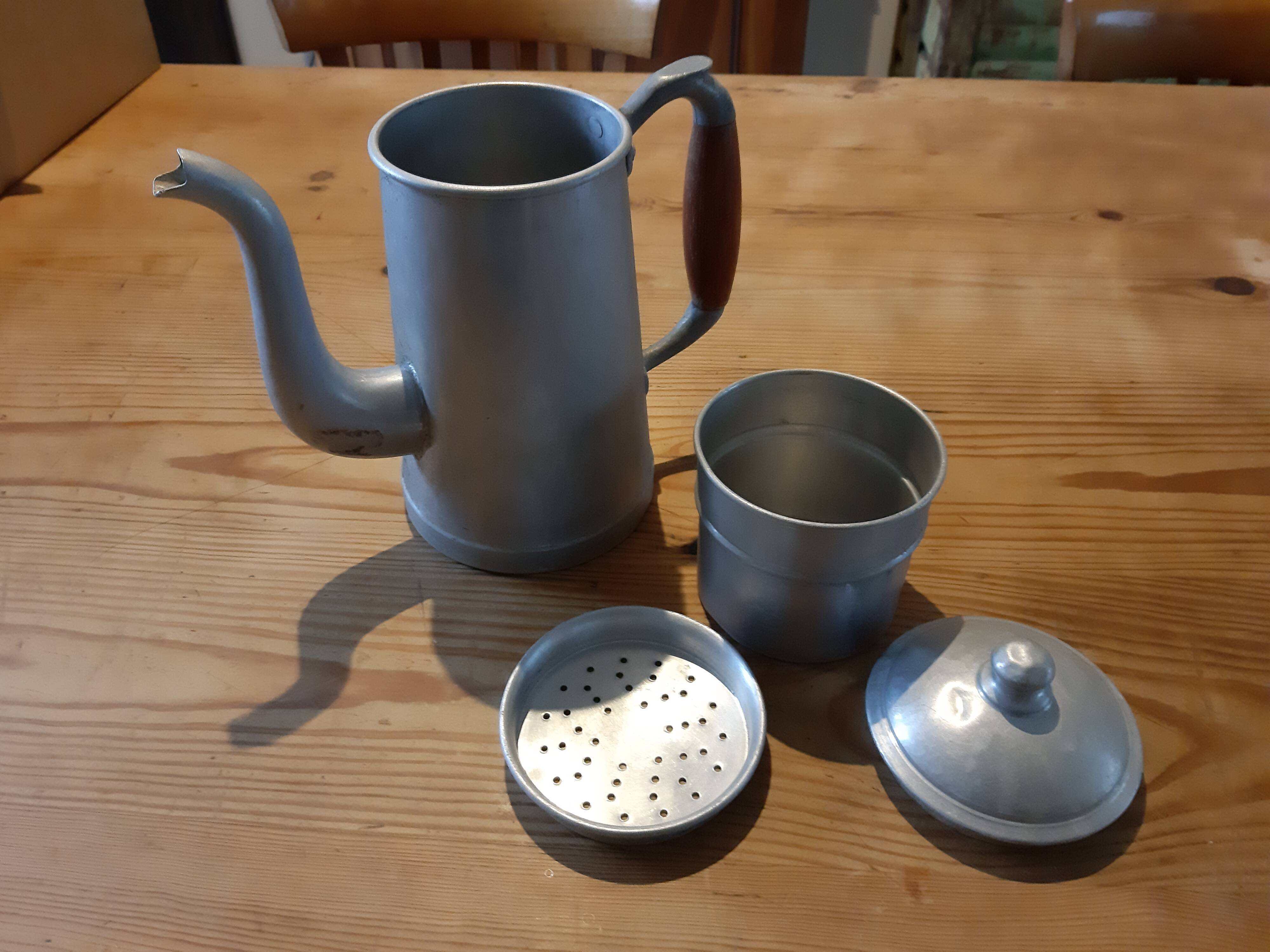 Old aluminium coffee pot
