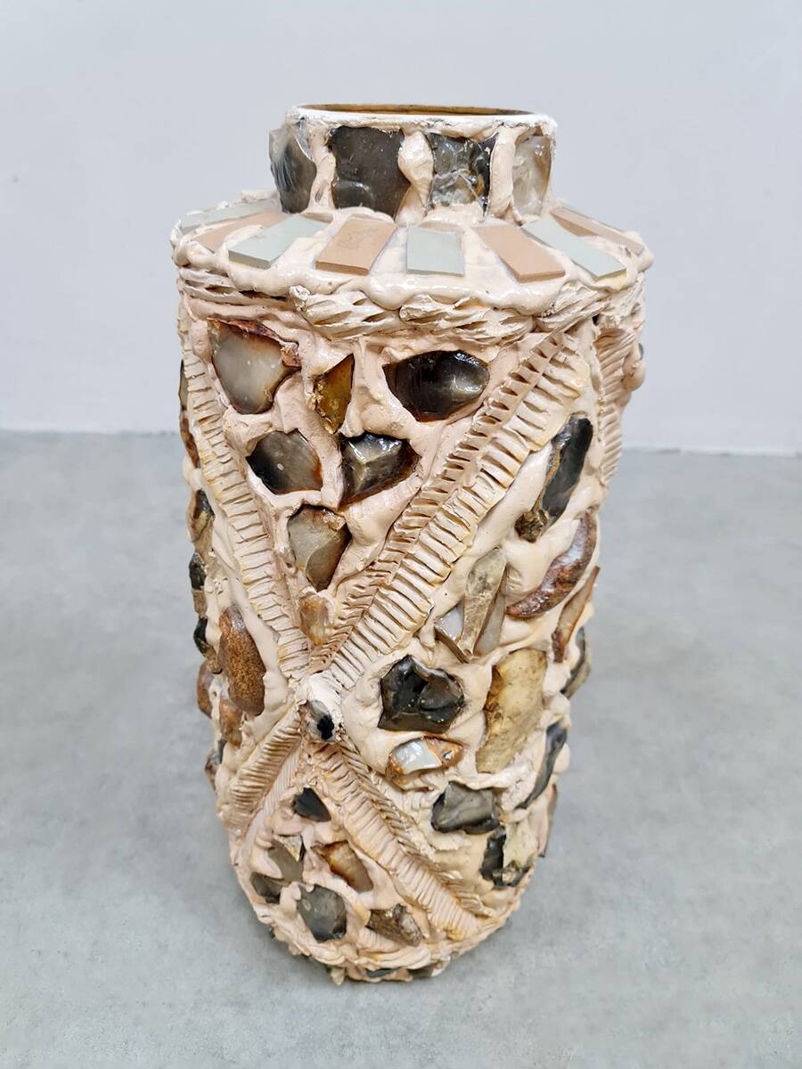 Vintage ceramic stones vase ''Mixed minerals''