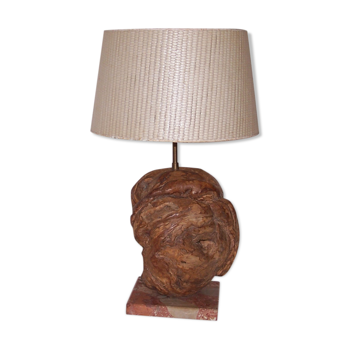 Sculptural lamp wood - marble - 60s