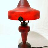 Champignon art-nouveau lamp signed schneider charles - foot and lampshade in glass paste