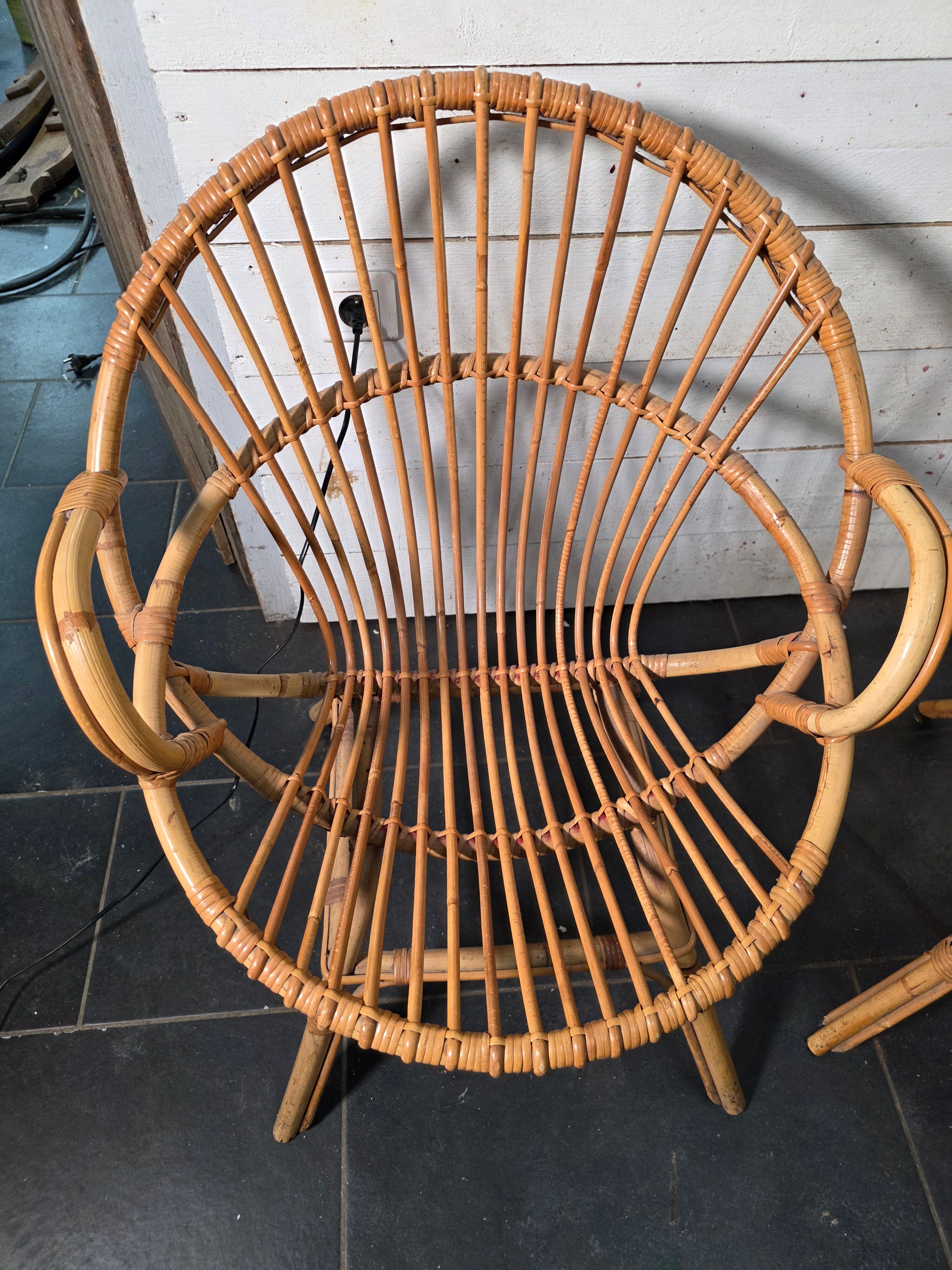 Pair of 1960s rattan armchairs