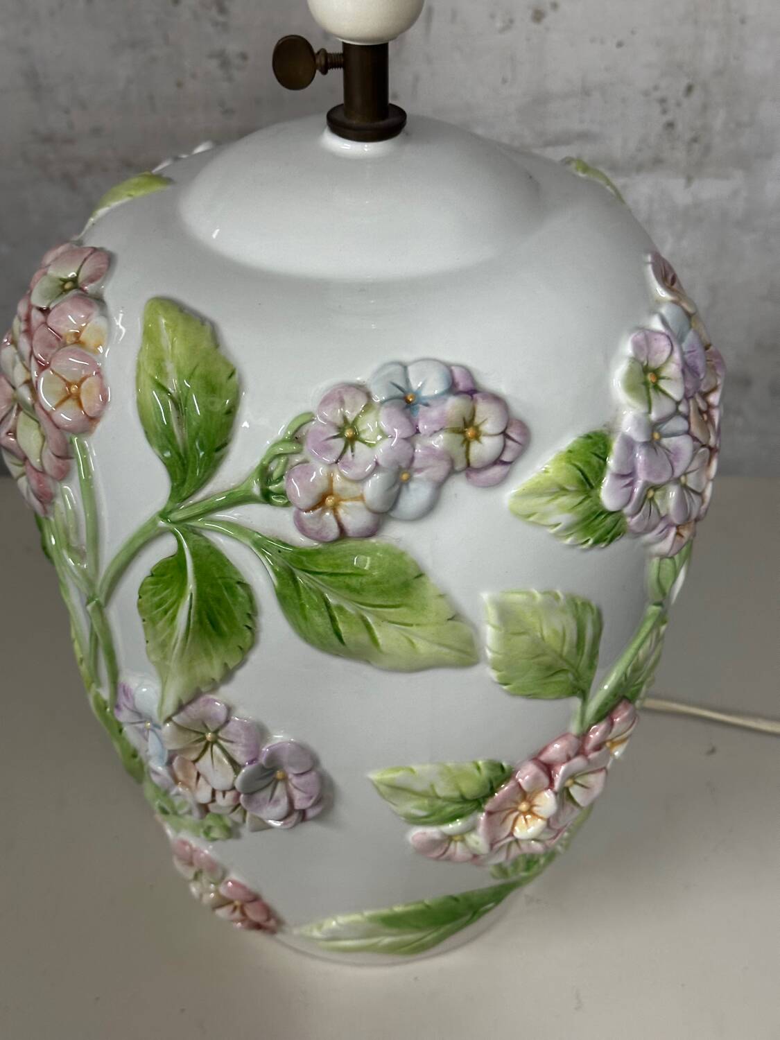 Chaumette Model Hortensias Lamp Base - Barbotine H 40 cm