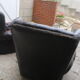 Padded chesterfield leather armchairs