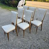 Set of 6 Art Deco chairs in walnut wood