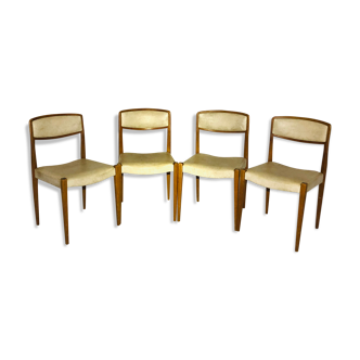 Suite of 4 chairs in skai and wood