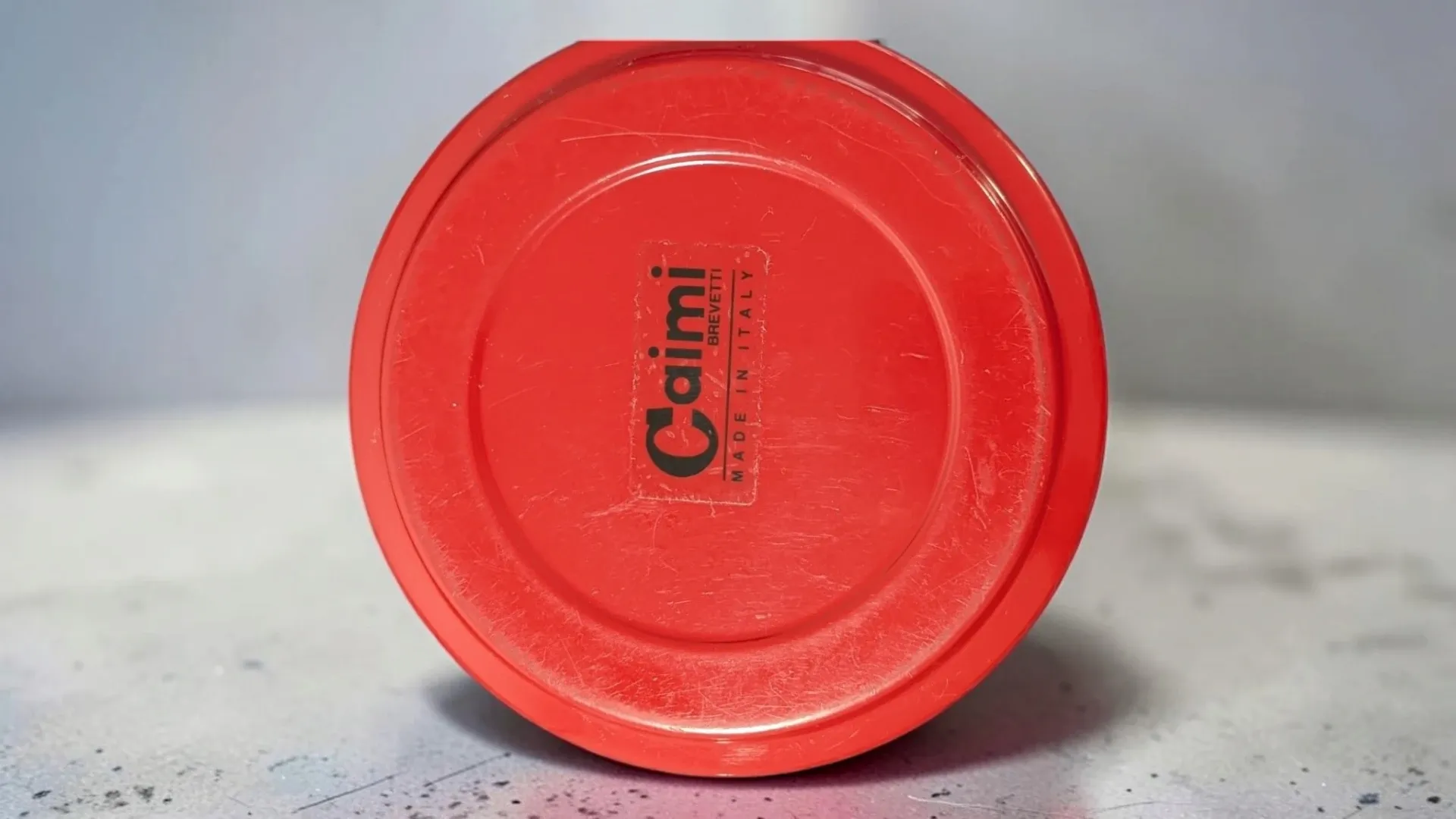 Vintage Red Metal Ashtray Space Age - Caimi Brevetti Italy 1970