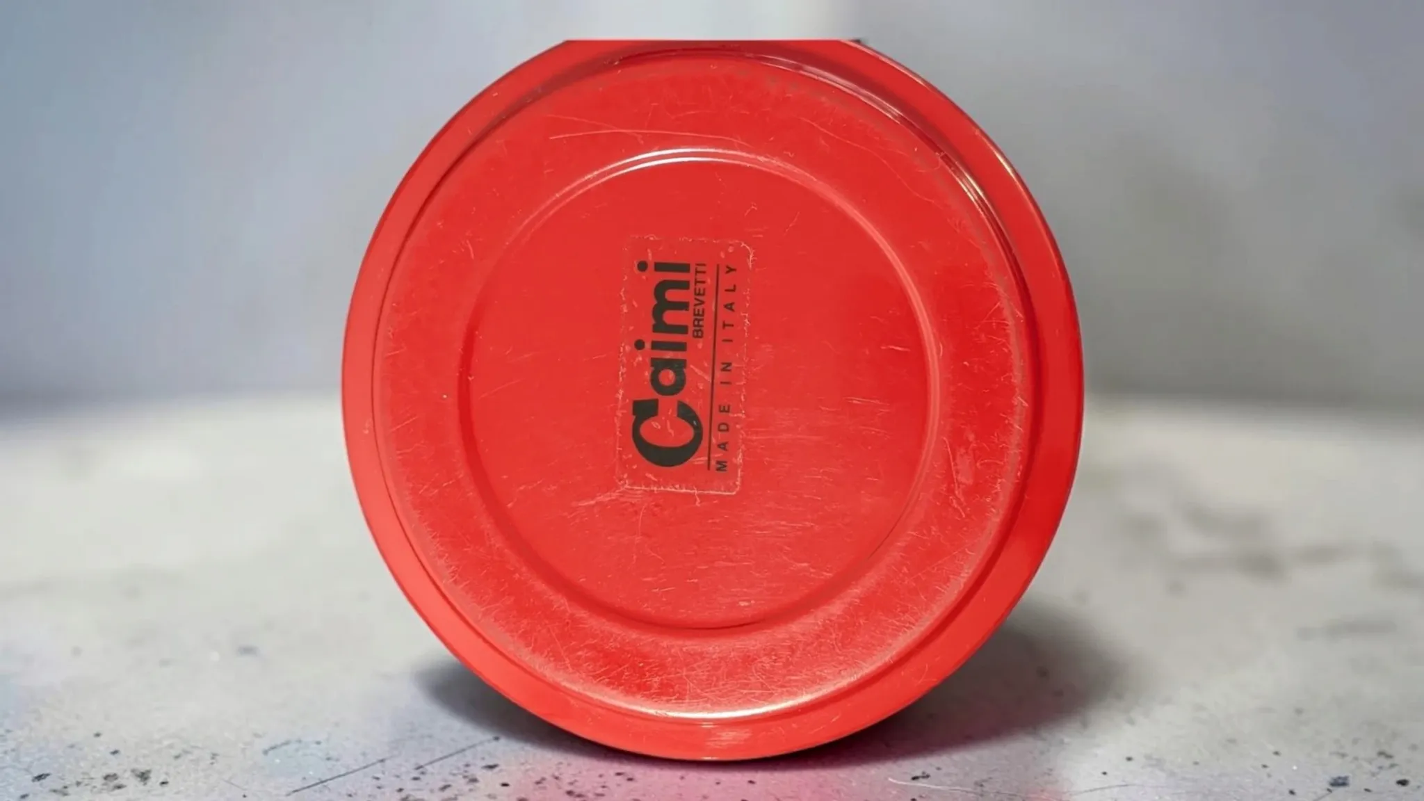 Vintage Red Metal Ashtray Space Age - Caimi Brevetti Italy 1970