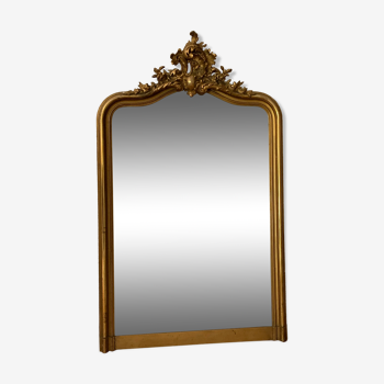 Miroir ancien Louis Philippe doré XIX eme - 114x67cm
