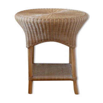 Round braided wicker and rattan side table 80