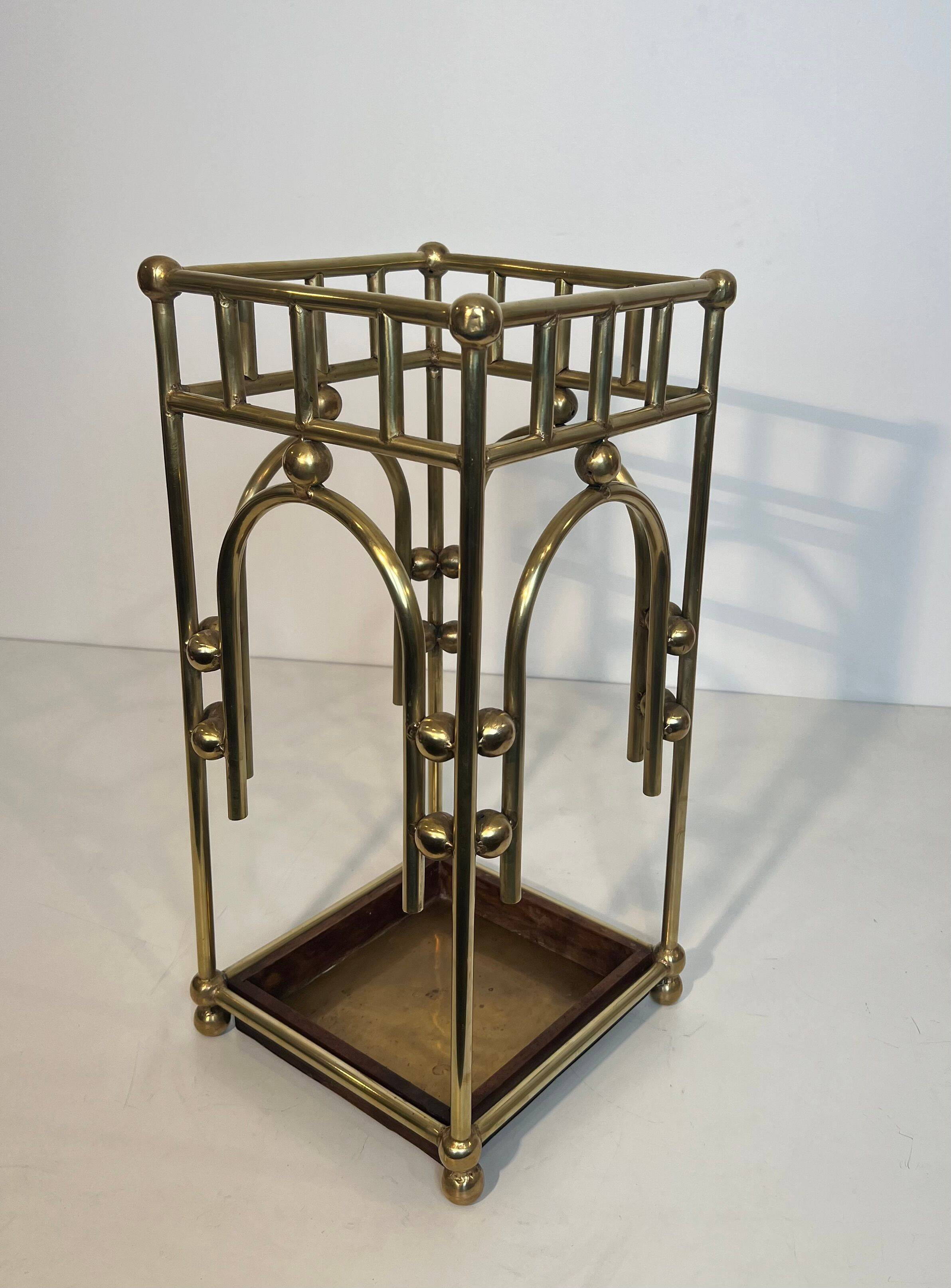 Modernist brass umbrella stand in the style of Joseph Hoffmann