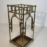 Modernist brass umbrella stand in the style of Joseph Hoffmann