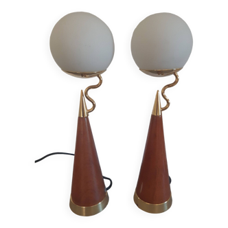 Castelleone 80's frosted glass globe lamps set of 2
