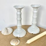 Pair of porcelain candle holders