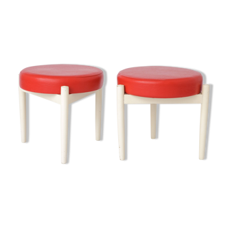 Paire de Ottomans années 1960 par Hugo Frandsen pour Spøttrup, Danemark, Set de 2