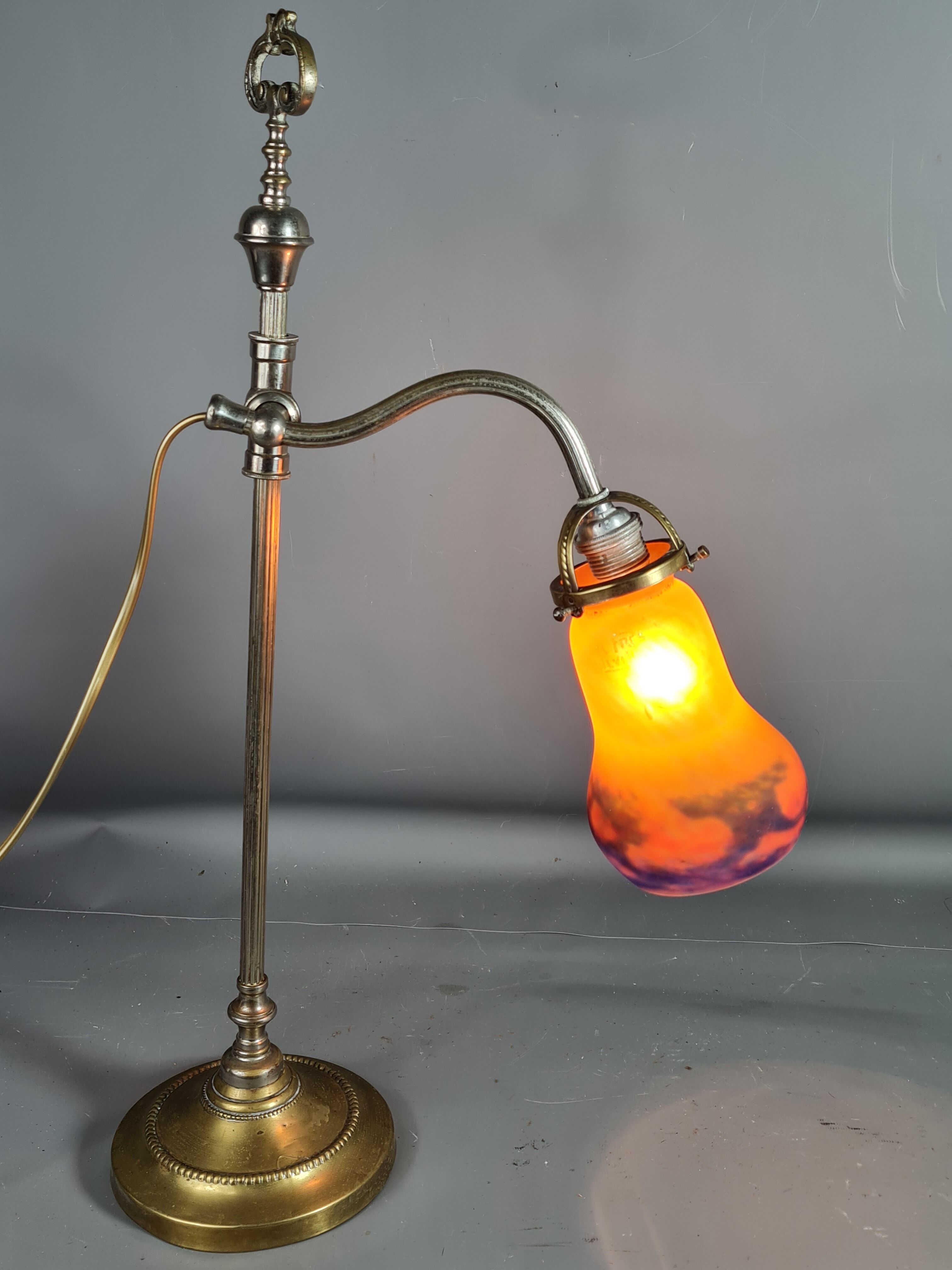 Table lamp tulip glass Muller Frères, adjustable gooseneck 56 cm SB