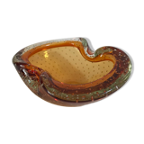 Ashtray sommerso orange bubbled, 1960, murano
