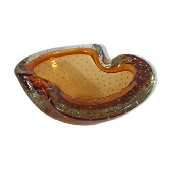 Ashtray sommerso orange bubbled, 1960, murano