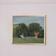 Huile sur toile originale suédoise – « Paysage avec ferme » par H. Engkvist – datée de 1983 – vintage et encadrée – 41 × 50 cm (16,1" × 19,7")