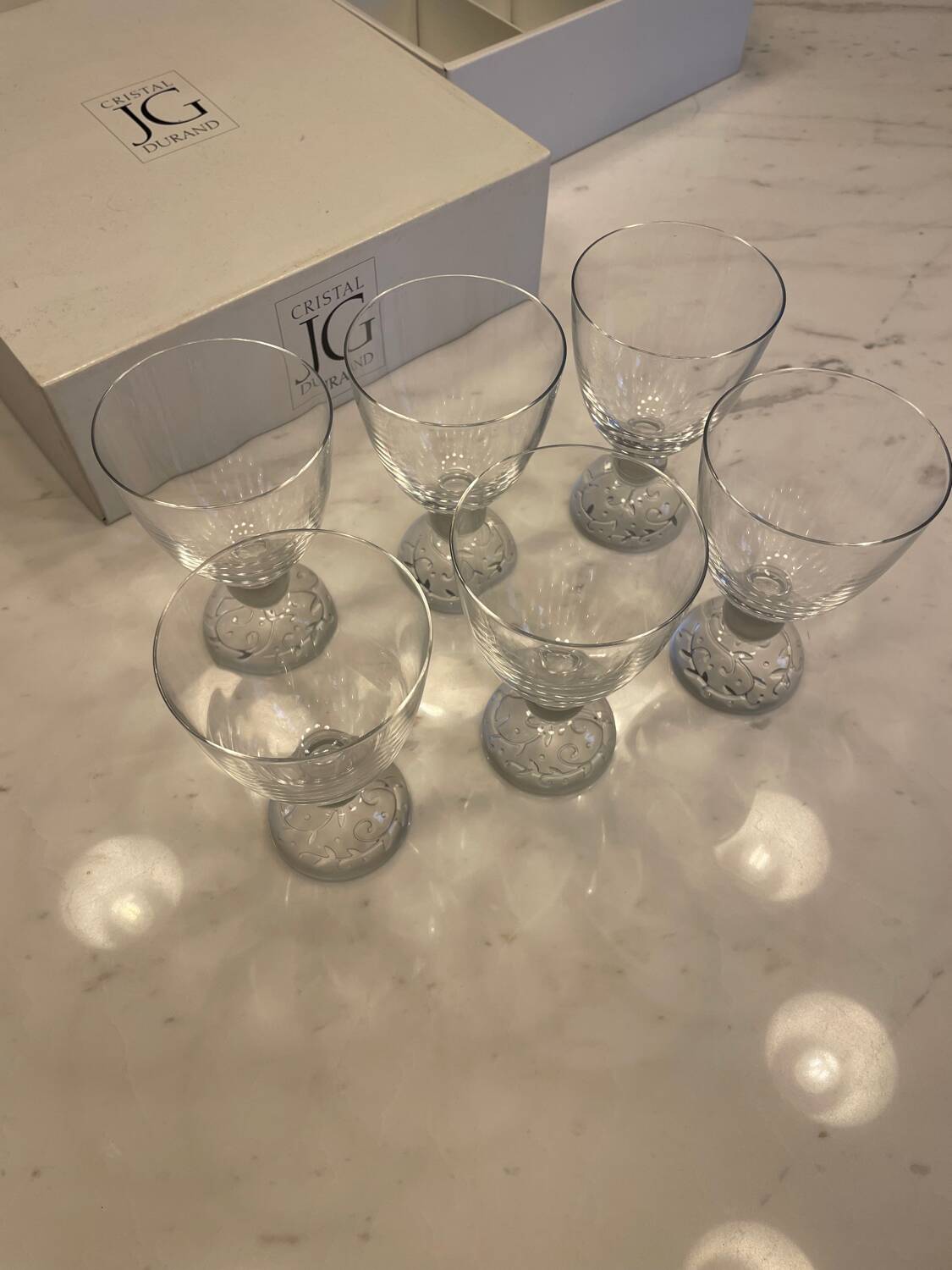 Set of 6 crystal stemmed glasses - large model - JG DURAND