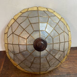 Ceiling light in mother-of-pearl and brass