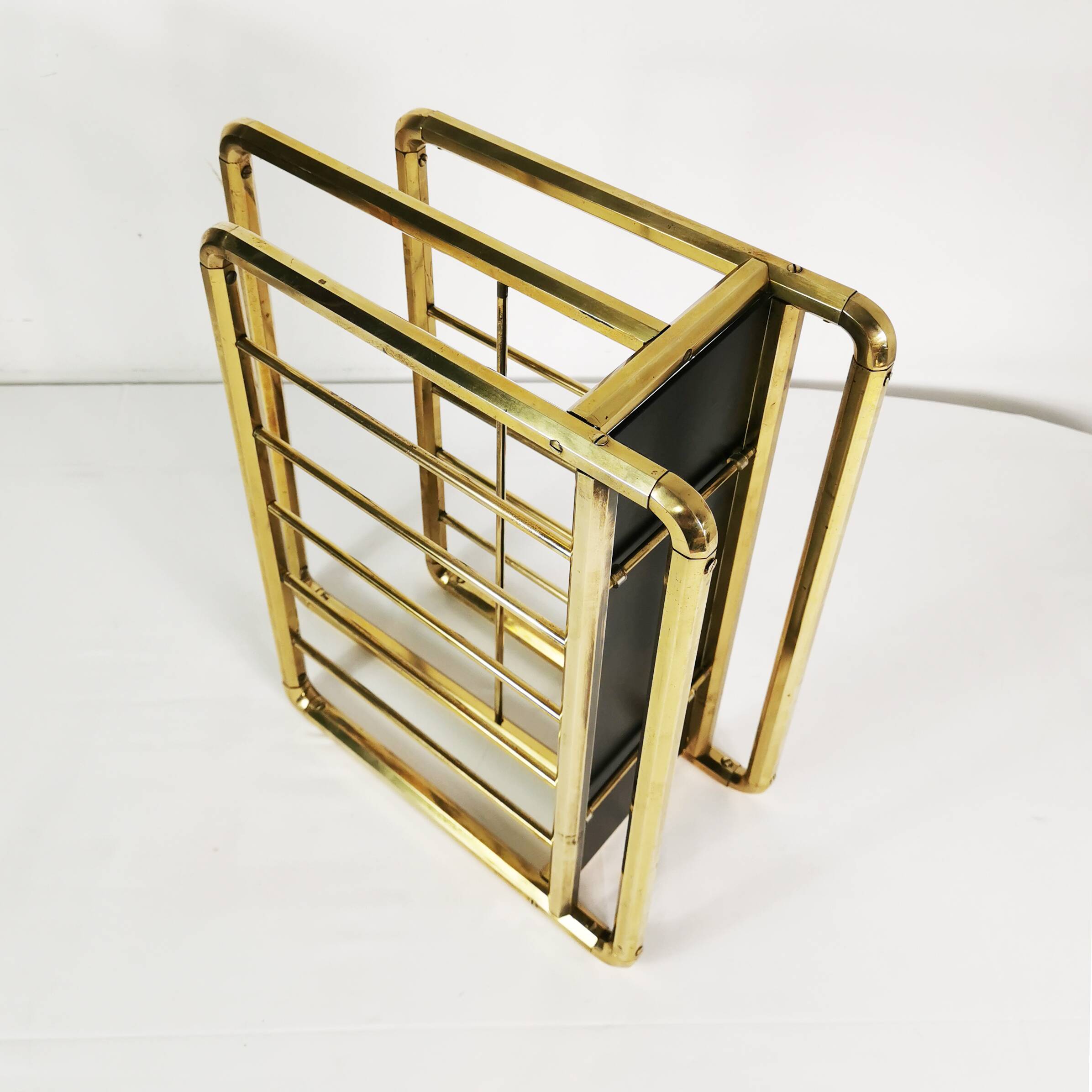 Art Deco brass newspaper rack, 1950s Germany