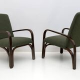 Ensemble Art Déco italien Bouclè vert composé de deux fauteuils et d'un petit canapé, années 1930