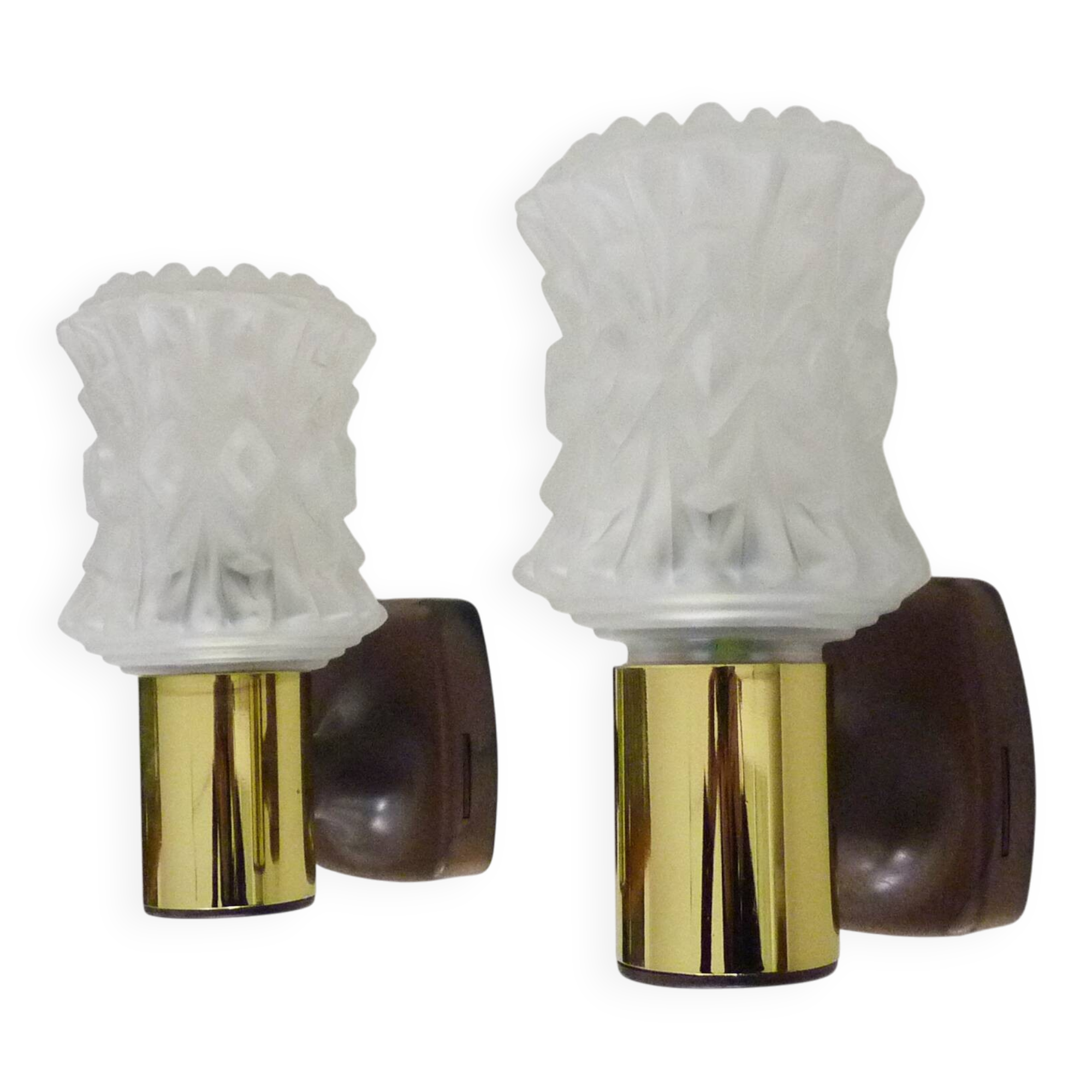 Pair of vintage Italian Targetti wall sconces in gold-tone metal