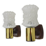 Pair of vintage Italian Targetti wall sconces in gold-tone metal