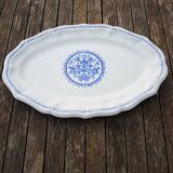 Ancien Grand Plat Oval en Faïence de Gien - Décor Rouen