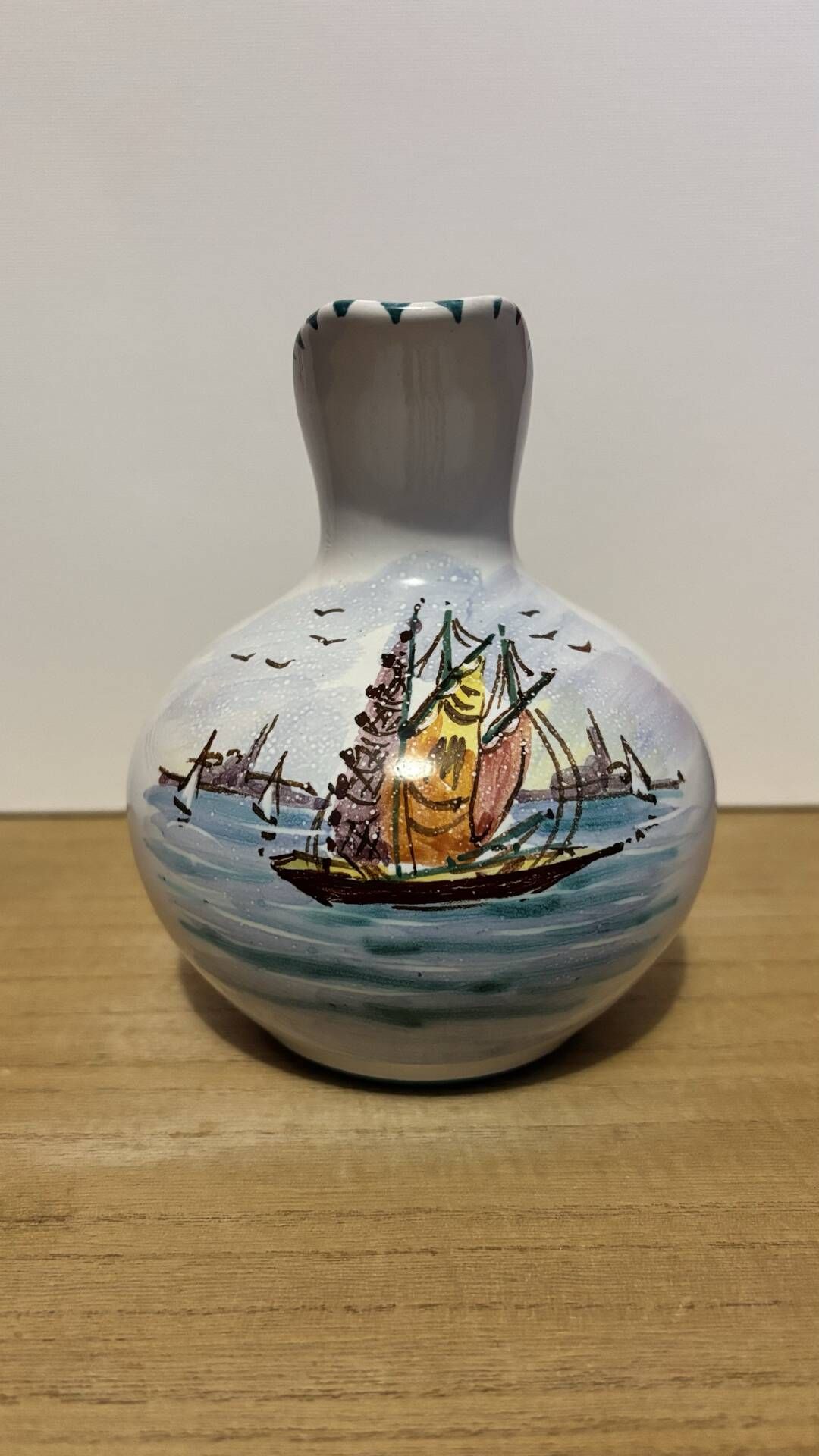 Ceramic pitcher Guerrieri Murano hand-painted Italy 1950s