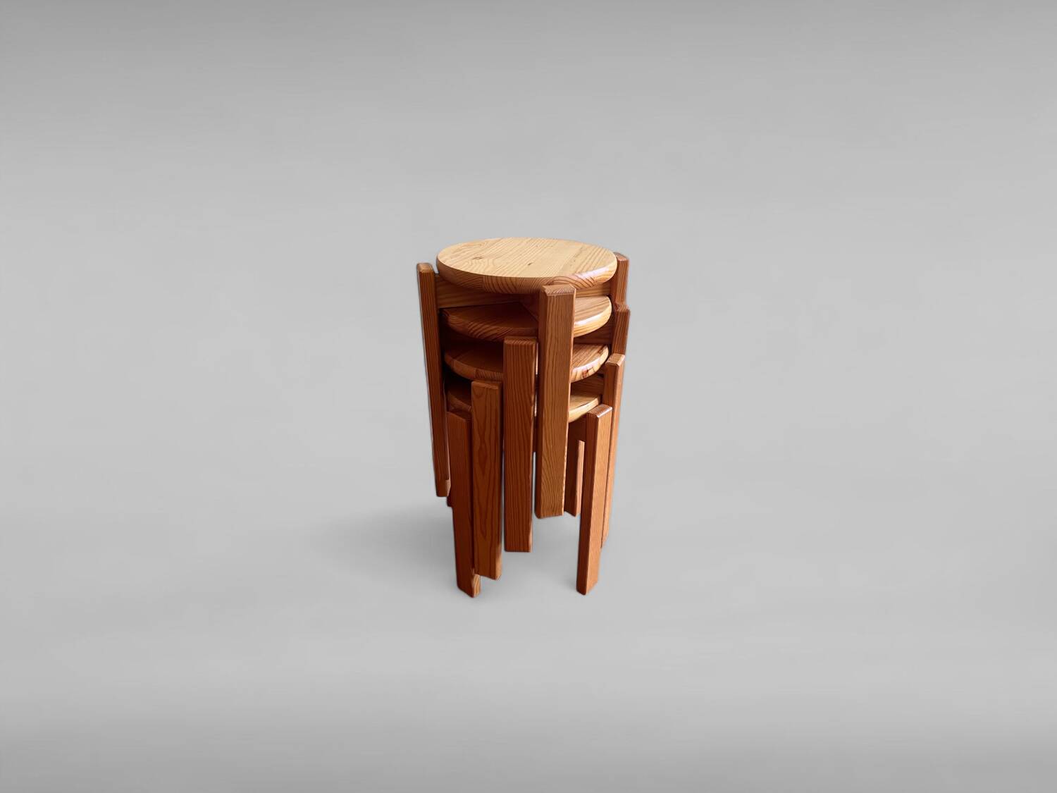 Tabouret en bois résineux, set de 4