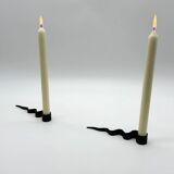 Pair of "Serpentine" candlesticks, modernist, 1970s