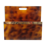 Porte-revues en méthacrylate et laiton Italie années 1970.