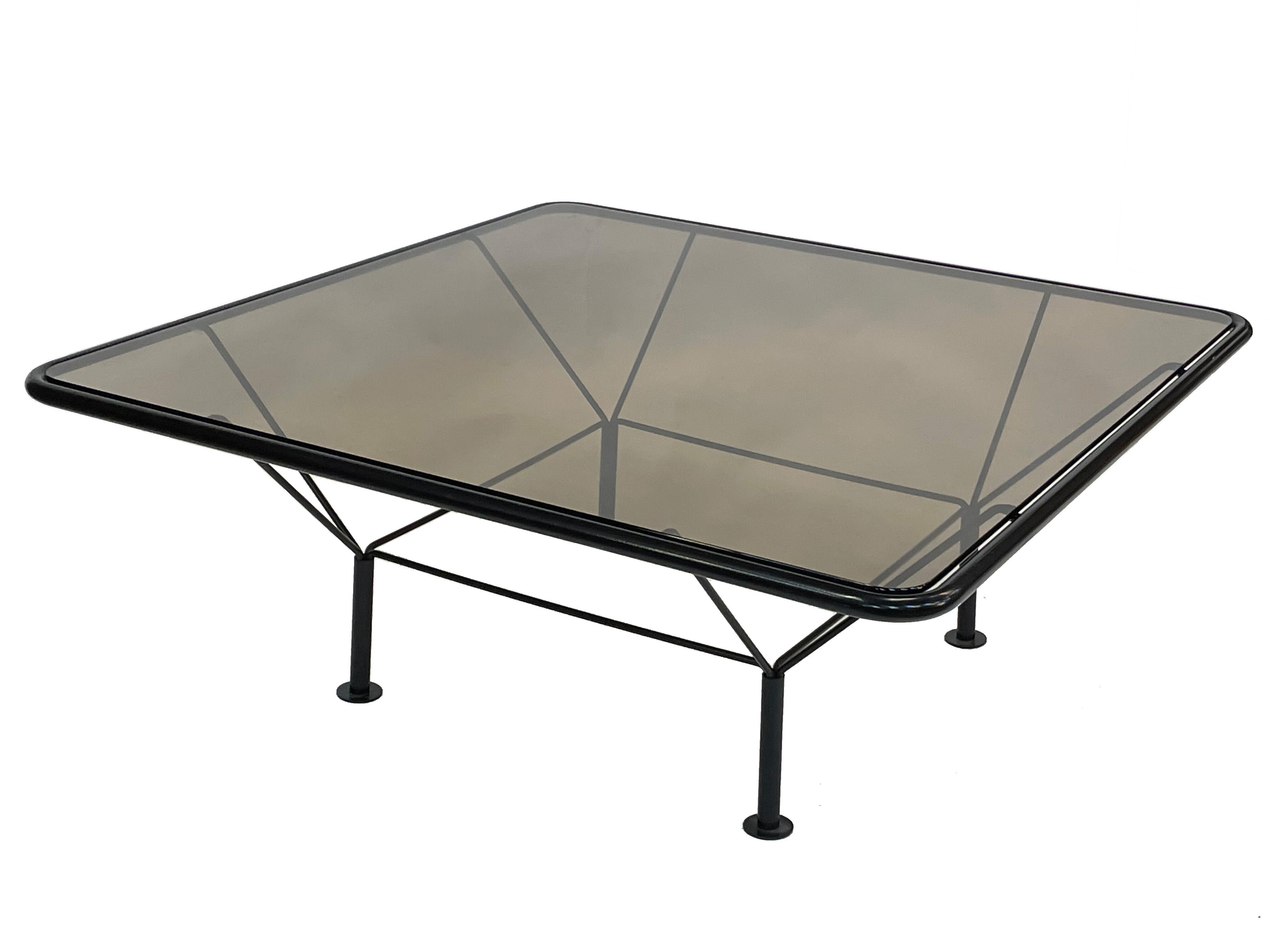 80s metal coffee table and minimalist design glass